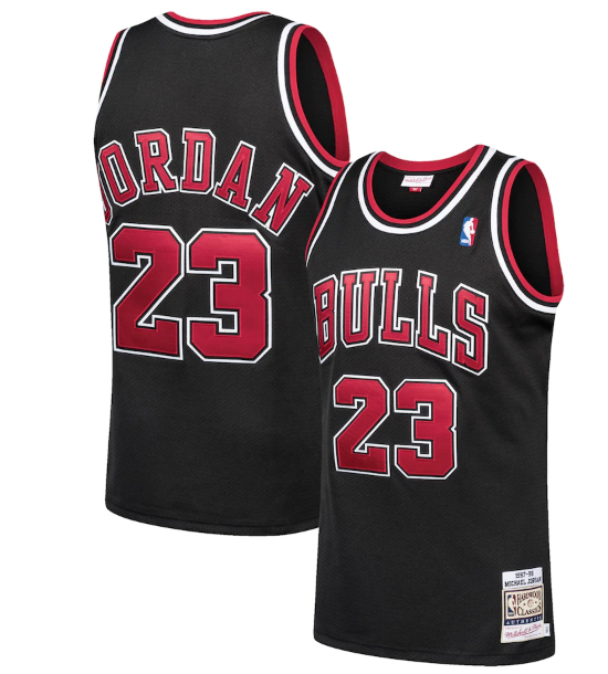 Men's Chicago Bulls/Wizards #23 Michael Jordan Black 1997-98 Throwback Stitched Jersey